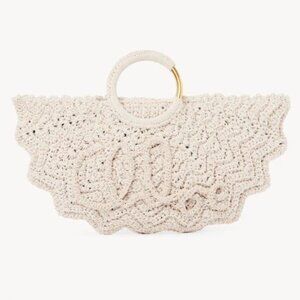 NWT Chloe Bracelet Paravent Tote Bag Handbag Deep Ivory Crocheted